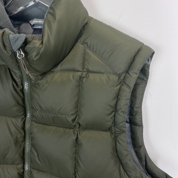 Eddie Bauer Men Goose Down Quilt Puffer Vest Full Zip Army Green Size Medium - Picture 6 of 16